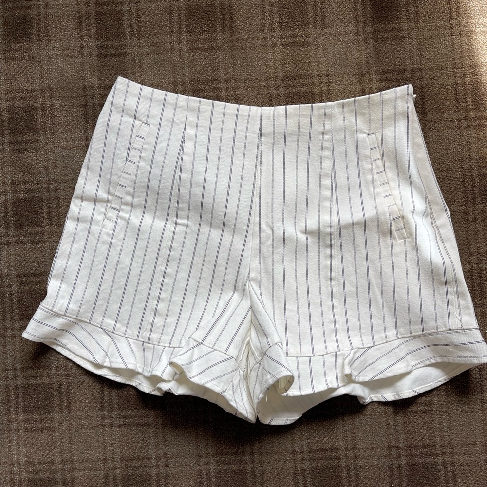 Striped White Women's Shorts